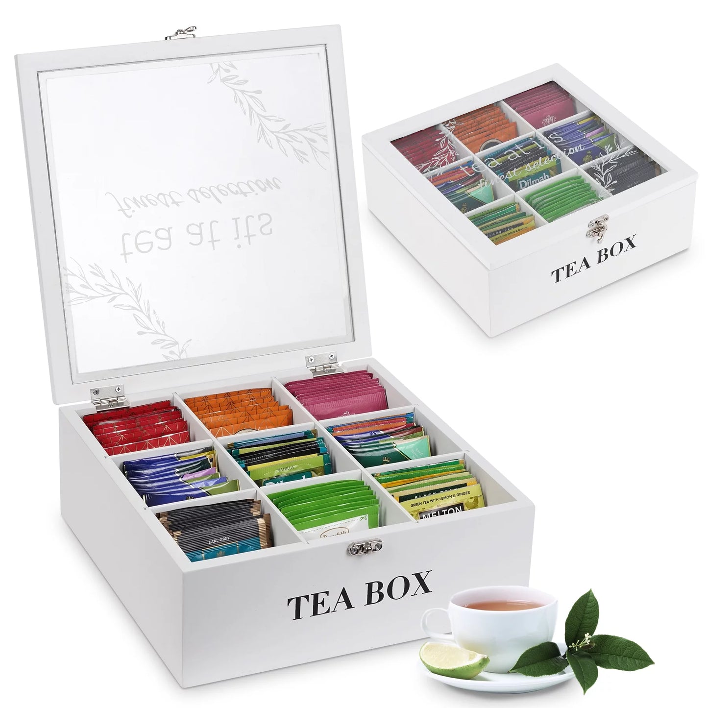 Tea Box Tea Organizer for Tea Bag Wooden Tea Bag Holder