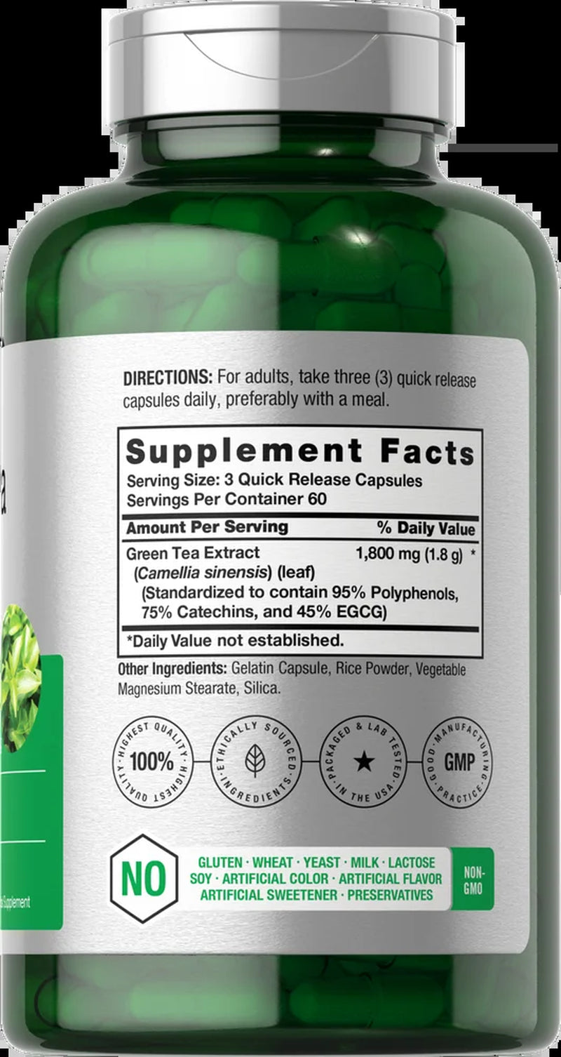 Green Tea Extract Pills - 1800 Mg - 180 Capsules