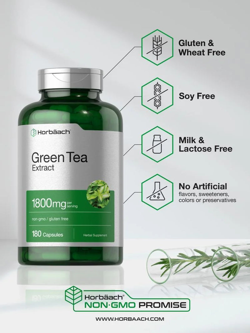 Green Tea Extract Pills - 1800 Mg - 180 Capsules