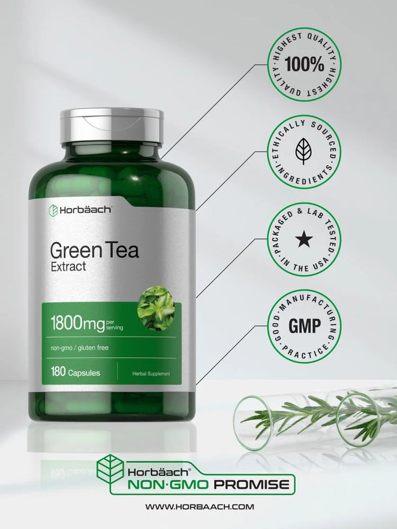 Green Tea Extract Pills - 1800 Mg - 180 Capsules