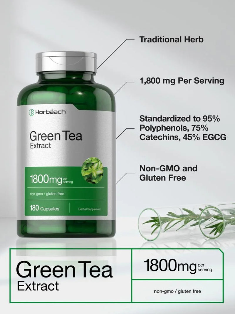 Green Tea Extract Pills - 1800 Mg - 180 Capsules