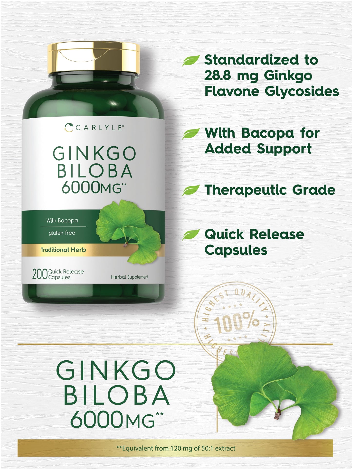 Ginkgo Biloba Capsules - 6000Mg